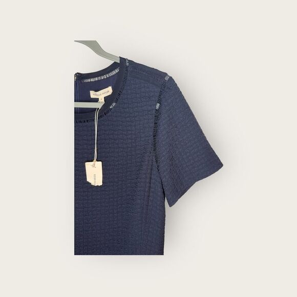 Rebecca Taylor Navy Textured Ruffle Tiered Dress • Size 8 - Picture 8 of 10